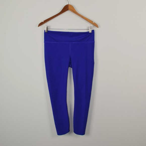 Athleta Velocity Laser Cut Capri Blue Leggings Size S - Picture 3 of 10